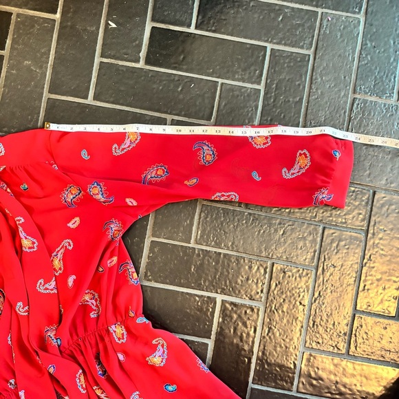 Vintage 1980 Red Paisley Secretary Dress with belt - Picture 7 of 8